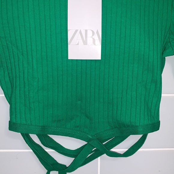 NWT Zara Lace Up Crop Top - Picture 6 of 16